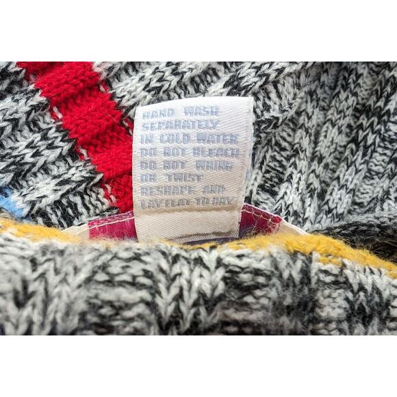 Vintage Y2K Sweater Colorful Stripe Space Dye Knit V-Neck Juniors Size XL - Picture 6 of 6